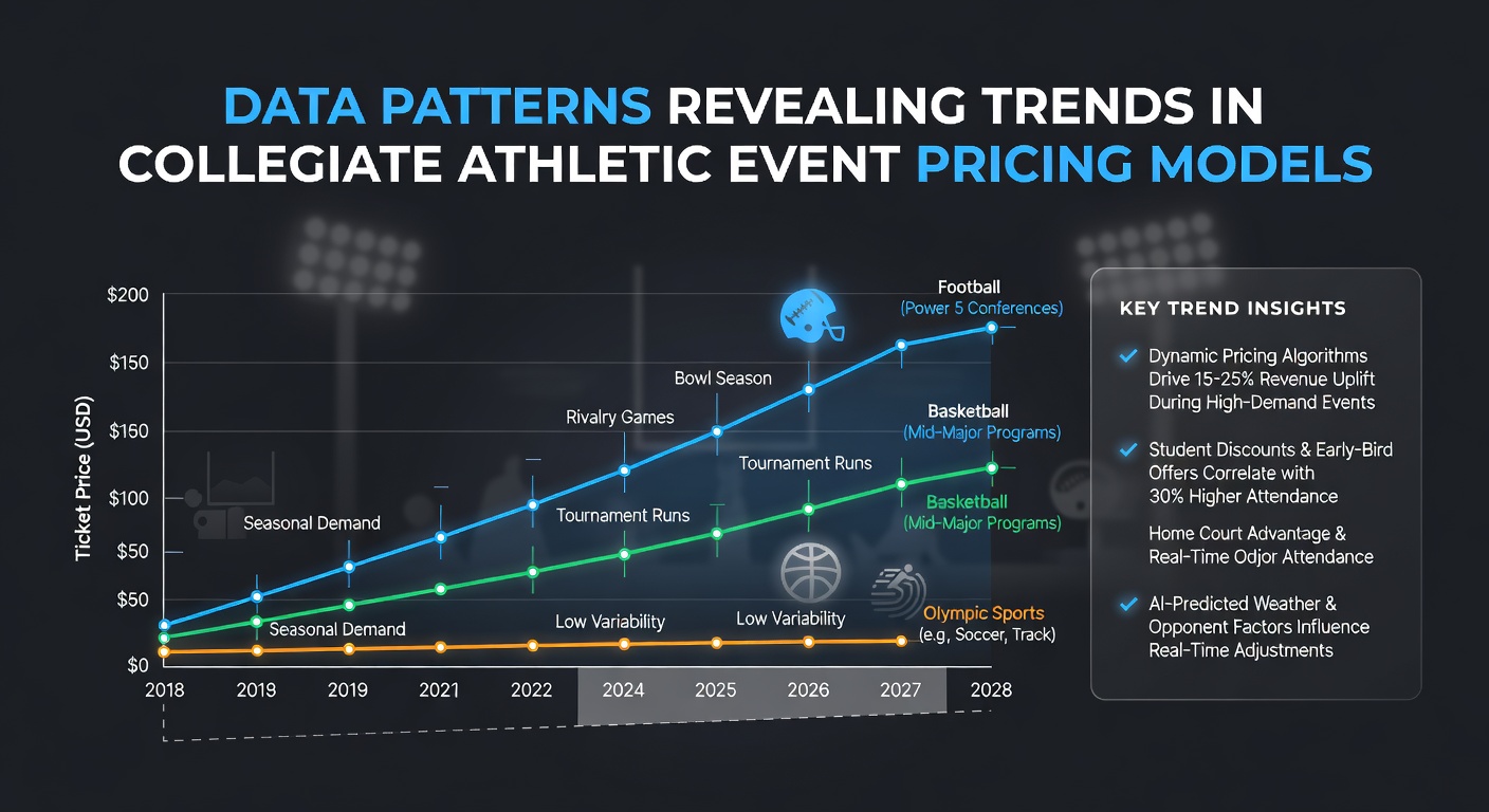 Graph showing upward trends in collegiate athletic event ticket prices across major conferences from 2020 to 2025
