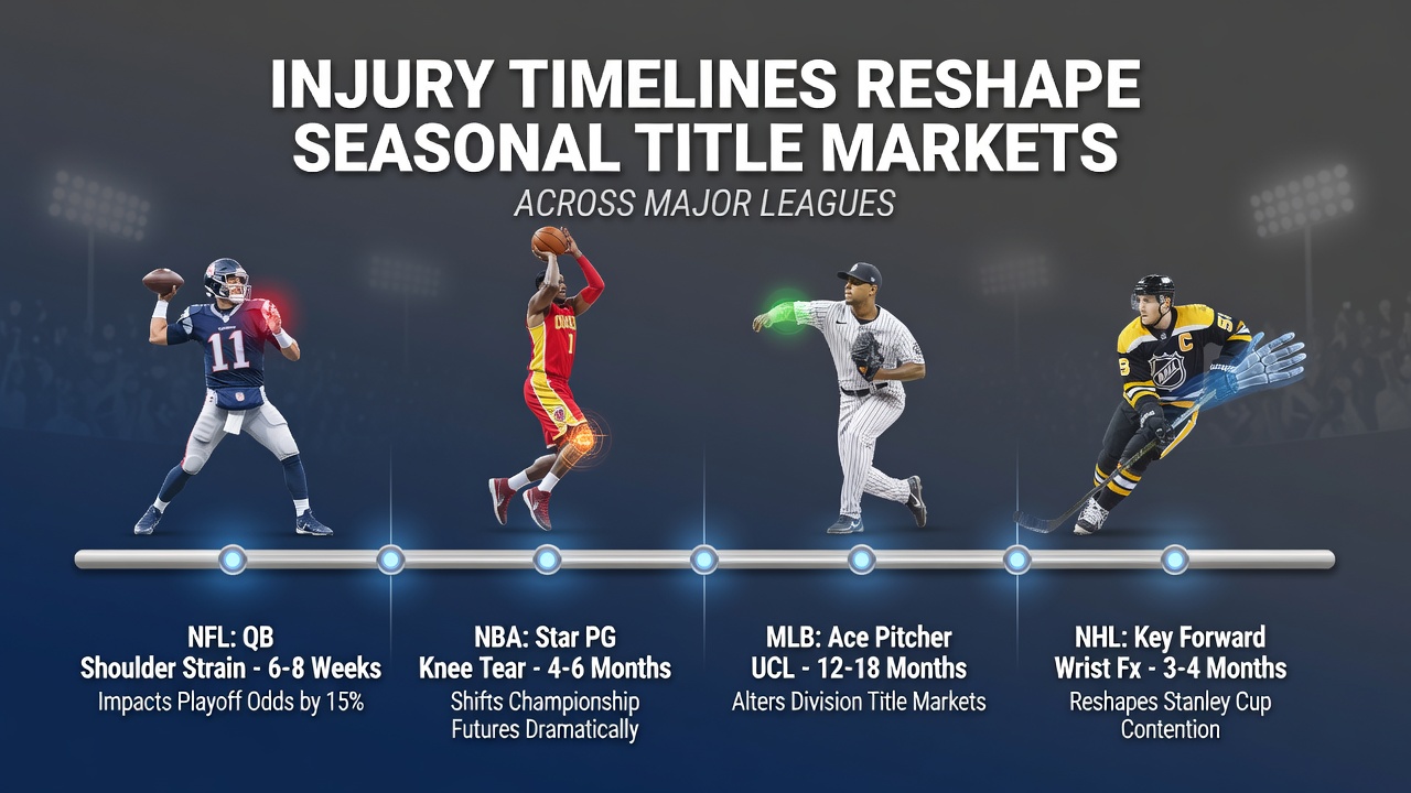 Visual representation of athlete injury timelines affecting sports title betting markets in major leagues